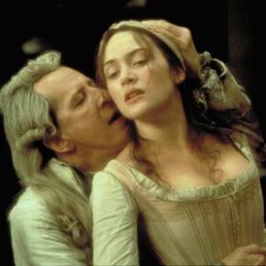Still of Kate Winslet and Geoffrey Rush in Quills 2000