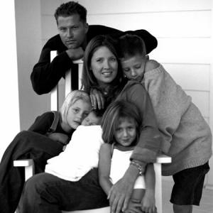 Til Schweiger with his family at home in Malibu CA