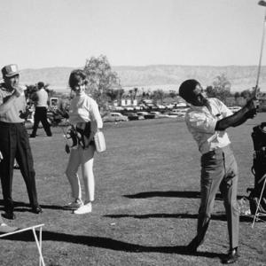 Frank Sinatra Jill St John Bo Wininger and Sammy Davis Jr at the Canyon Country Club in Palm Springs for The Frank Sinatra Invitational Golf Tournament