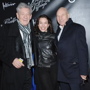 Actor Sir Ian McKellen, Sunny Ozell and actor Patrick Stewart attend the 
