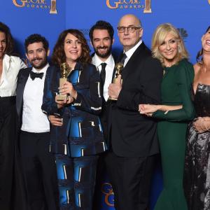 Jeffrey Tambor, Jay Duplass, Amy Landecker, Judith Light, Jill Soloway and Alexandra Billings at event of 72nd Golden Globe Awards (2015)