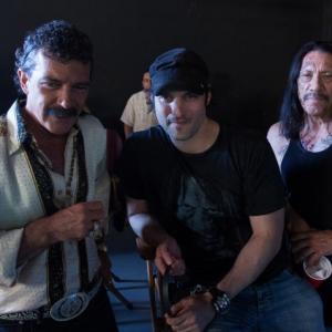 Antonio Banderas Robert Rodriguez and Danny Trejo in Macete zudo 2013