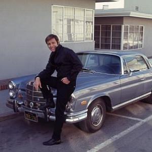 ROBERT WAGNER DURING FILMING OF IT TAKES A THIEF TV SHOW  HIS 1968 280 SE MERCEDES 1970