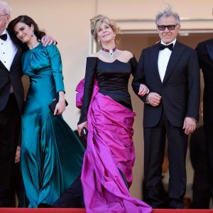 Harvey Keitel, Michael Caine, Jane Fonda, Rachel Weisz and Paolo Sorrentino at event of Youth (2015)