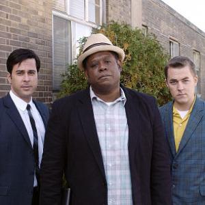 Jonathan Silverman Forest Whitaker and Adam Weiner on the set of Deacons for Defense
