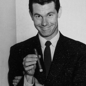 Johnny Carson impersonating George Burns, 1954.