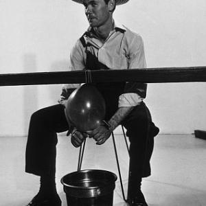 Johnny Carson in a farmer costume, 1953.