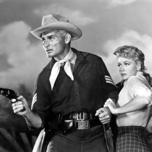 Still of Jeff Chandler and Dorothy Malone in Pillars of the Sky 1956