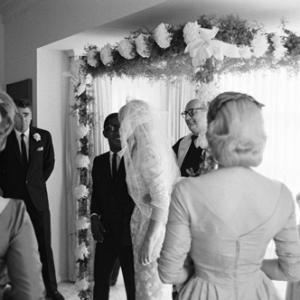 Peter Lawford and Shirley Rhodes (far right) at Sammy Davis Jr.'s wedding to May Britt 11-13-1960