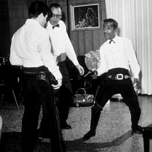 Sammy Davis, Jr. at home with Tommy Sands and Bob Six, Beverly Hills, CA, 1960.