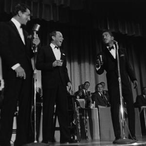 Dean Martin, Frank Sinatra and Sammy Davis Jr. performing in Palm Springs, CA