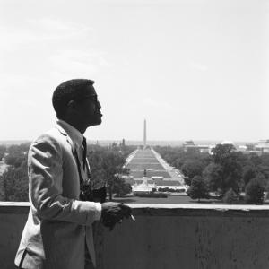 Sammy Davis Jr. at the Washington Monument in Washington, DC the week of Martin Luther King's 