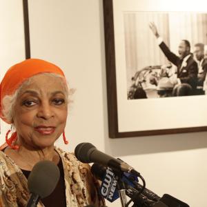 Actress Ruby Dee reads from Dr Martin Luther King Jrs Beyond Vietnam speech at Westwood Gallery April 4 2008 in New York City