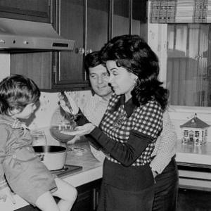 Annette Funicello with husband Jack Gilardi and son at home, c. 1972