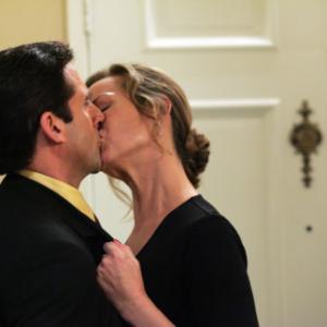 Still of Melora Hardin and Steve Carell in The Office 2005