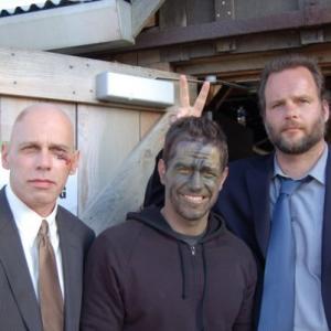 Clowning on the set of Shooter Left to Right Mackenzie Gray Mark Wahlberg Adrian G Griffiths