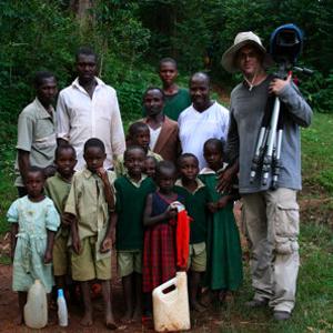 Samuel Bozzo filming his documentary Blue Gold in Kenya village