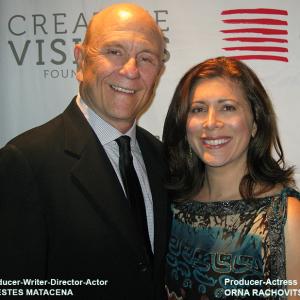Orestes Matacena with ProducerActress Orna Rachovitsky at a Creative Visions Foundation Red Carpet event to raise money for the Foundation The movie Last Vegas directed by Jon Turteltaub was screened at the event
