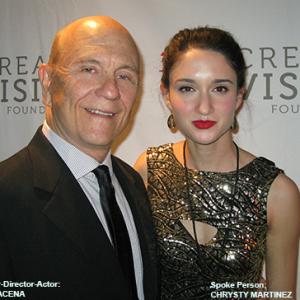 Orestes Matacena with spoke person Chrysty Martinez at a Creative Visions Foundation Red Carpet event to raise money for the Foundation The movie Last Vegas directed by Jon Turteltaub was screened at the event