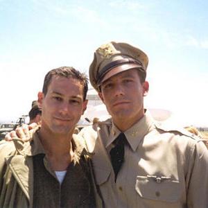 Scott Levy and Ben Affleck on the set of Pearl Harbor