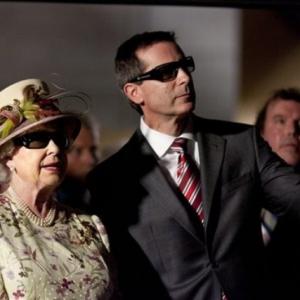 Her Majesty Queen Elizabeth II, Ontario Premier Dalton McGuinty and me during the 3D Royal Visit at Pinewood Studios. (Toronto 2010)