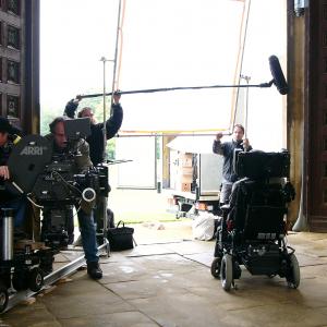 Matt shooting with the Arri 765 65mm camera in Cambridge England for Stephen Hawkings Fate of The Universe