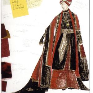 Dan Lesters costume design sketches for Thief of Baghdad