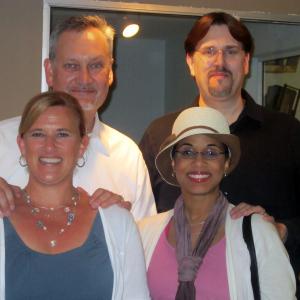 C. Andrew Nelson and his wife Veronica Loud (right) with Jon Peters (left) and his wife at the grand opening of Peters' post-production facility Athena Studios in Emeryville, CA.