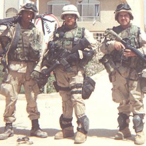 Ben Sykes and team outside the UN Bldg Baghdad Iraq 2003