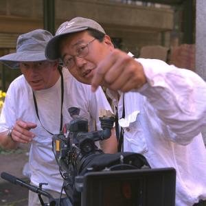 Michael Goi ASC and camera operator Peter Belcher on the set of Red Water
