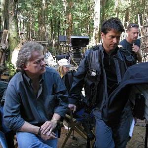 Director David Winning with Joe Flanigan Maj John Sheppard on the set of the Stargate Atlantis episode Childhoods End