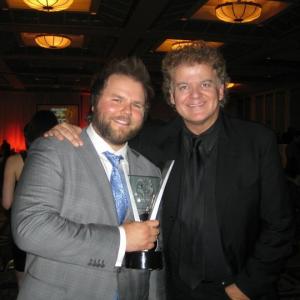Tyler Labine and director David Winning at the 2011 Leo Awards. Vancouver, Canada.