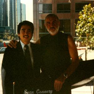 Stan Egi and Sean Connery on the set of Rising Sun