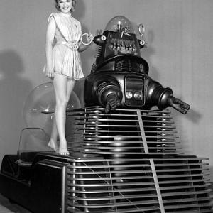 Forbidden Planet Anne Francis and Robby the Robot MGM 1956 IV