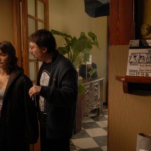 Elio Quiroga directing Ana Torrent shooting NO-DO, 2007