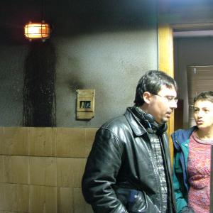Elio Quiroga with Production Director Carmen Sánchez, shooting LA HORA FRIA, 2006