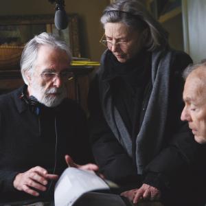 Still of Jean-Louis Trintignant, Michael Haneke and Emmanuelle Riva in Amour (2012)