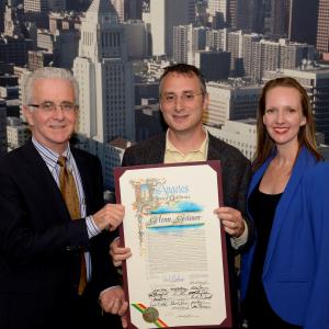 LA City Councilmember Paul Krekorian with Glenn and Debra Gainor, Los Angeles City Hall