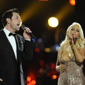 Still of Christina Aguilera and Chris Mann in The Voice (2011)