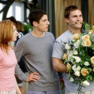 Still of Jason Biggs Alyson Hannigan and Seann William Scott in American Wedding 2003