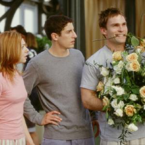 Still of Jason Biggs Alyson Hannigan and Seann William Scott in American Wedding 2003