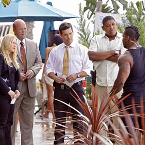 Still of Eddie Cibrian, Rex Linn, Emily Procter and Omar Miller in CSI Majamis (2002)
