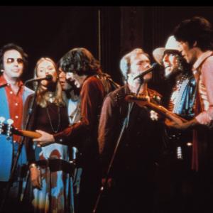Still of Bob Dylan, Neil Diamond, Robbie Robertson, Rick Danko, Dr. John, Joni Mitchell, Van Morrison and Neil Young in The Last Waltz (1978)