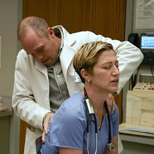 Still of Edie Falco and Peter Schulze in Nurse Jackie 2009
