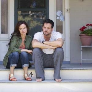 Still of Juliette Lewis and Josh Hopkins in Kelly & Cal (2014)