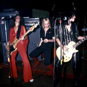 The Runaways Joan Jett Jackie Fox Cherie Currie performing at CBGB in New York City on August 2 1976