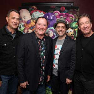 Tom Hanks, Tim Allen, John Lasseter and Lee Unkrich at event of Zaislu istorija 3 (2010)