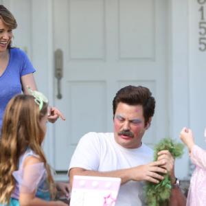 Still of Lucy Lawless and Nick Offerman in Parks and Recreation (2009)