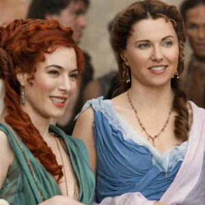 Still of Lucy Lawless and Jaime Murray in Spartacus: Gods of the Arena (2011)