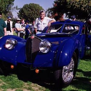 768710 JAY LENO AND HIS 1937 BUGATTI TYPE 57SC AT WOODLEY PARK CA 111598